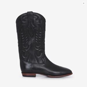 Shiloh Heritage Midnight Black Leather Cowboy Boots 38